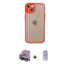 MARSİLYAN™- iPhone 14 Kılıf Ahenk Çizgi Serisi - Siyah Joko Magic 5D Cam + Raze Metal Kamera Lens - SH