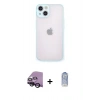 MARSİLYAN™- iPhone 14 Kılıf Ahenk Çizgi Serisi - Siyah Joko Magic 5D Cam + Raze Metal Kamera Lens - SH