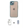 MARSİLYAN™- iPhone 14 Kılıf Ahenk Çizgi Serisi - Siyah Joko Magic 5D Cam + Shine Kamera Lens - GI