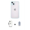 MARSİLYAN™- iPhone 14 Kılıf Ahenk Çizgi Serisi - Siyah Joko Magic 5D Cam + Shine Kamera Lens - SH