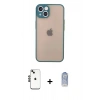 MARSİLYAN™- iPhone 14 Kılıf Ahenk Çizgi Serisi - Siyah Joko Magic 5D Cam + Shine Kamera Lens - SH