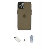 MARSİLYAN™- iPhone 14 Kılıf Ahenk Çizgi Serisi - Siyah Joko Magic 5D Cam + Diamond Kamera Lens - YL