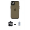 MARSİLYAN™- iPhone 14 Kılıf Ahenk Çizgi Serisi - Siyah Joko Magic 5D Cam + PVD Metal Kamera Lens - YL