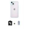 MARSİLYAN™- iPhone 14 Kılıf Ahenk Çizgi Serisi - Siyah Joko Magic 5D Cam + PVD Metal Kamera Lens - YL