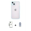 MARSİLYAN™- iPhone 14 Kılıf Ahenk Çizgi Serisi - Siyah Joko Magic 5D Cam + Shine Kamera Lens - YL