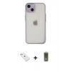 MARSİLYAN™- iPhone 14 Kılıf Ahenk Çizgi Serisi - Siyah Joko Magic 5D Hayalet Cam + Diamond Kamera Lens - PE