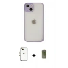 MARSİLYAN™- iPhone 14 Kılıf Ahenk Çizgi Serisi - Siyah Joko Magic 5D Hayalet Cam + Shine Kamera Lens - GD