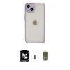 MARSİLYAN™- iPhone 14 Kılıf Ahenk Çizgi Serisi - Siyah Joko Magic 5D Hayalet Cam + PVD Metal Kamera Lens - GS