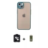 MARSİLYAN™- iPhone 14 Kılıf Ahenk Çizgi Serisi - Siyah Joko Magic 5D Hayalet Cam + PVD Metal Kamera Lens - GS