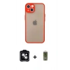 MARSİLYAN™- iPhone 14 Kılıf Ahenk Çizgi Serisi - Siyah Joko Magic 5D Hayalet Cam + PVD Metal Kamera Lens - GS