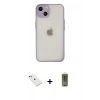 MARSİLYAN™- iPhone 14 Kılıf Ahenk Çizgi Serisi - Siyah Joko Magic 5D Hayalet Cam + Diamond Kamera Lens - KI