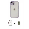 MARSİLYAN™- iPhone 14 Kılıf Ahenk Çizgi Serisi - Siyah Joko Magic 5D Hayalet Cam + Shine Kamera Lens - KI