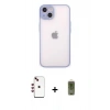 MARSİLYAN™- iPhone 14 Kılıf Ahenk Çizgi Serisi - Siyah Joko Magic 5D Hayalet Cam + Shine Kamera Lens - KI