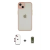 MARSİLYAN™- iPhone 14 Kılıf Ahenk Çizgi Serisi - Siyah Joko Magic 5D Hayalet Cam + Shine Kamera Lens - KI