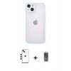 MARSİLYAN™- iPhone 14 Kılıf Ahenk Çizgi Serisi - Siyah Joko Magic 5D Hayalet Cam + Shine Kamera Lens - KI