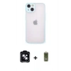 MARSİLYAN™- iPhone 14 Kılıf Ahenk Çizgi Serisi - Siyah Joko Magic 5D Hayalet Cam + PVD Metal Kamera Lens - MI