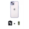 MARSİLYAN™- iPhone 14 Kılıf Ahenk Çizgi Serisi - Siyah Joko Magic 5D Hayalet Cam + PVD Metal Kamera Lens - MI