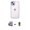MARSİLYAN™- iPhone 14 Kılıf Ahenk Çizgi Serisi - Siyah Joko Magic 5D Hayalet Cam + Raze Metal Kamera Lens - MR