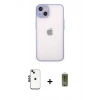 MARSİLYAN™- iPhone 14 Kılıf Ahenk Çizgi Serisi - Siyah Joko Magic 5D Hayalet Cam + Shine Kamera Lens - SH
