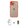 MARSİLYAN™- iPhone 14 Kılıf Ahenk Çizgi Serisi - Siyah Joko Magic 5D Hayalet Cam + Shine Kamera Lens - SH