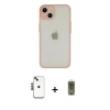 MARSİLYAN™- iPhone 14 Kılıf Ahenk Çizgi Serisi - Siyah Joko Magic 5D Hayalet Cam + Shine Kamera Lens - SH