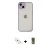MARSİLYAN™- iPhone 14 Kılıf Ahenk Çizgi Serisi - Siyah Joko Magic 5D Hayalet Cam + Yeşil Diamond Kamera Lens