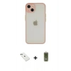 MARSİLYAN™- iPhone 14 Kılıf Ahenk Çizgi Serisi - Siyah Joko Magic 5D Hayalet Cam + Yeşil Diamond Kamera Lens