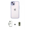 MARSİLYAN™- iPhone 14 Kılıf Ahenk Çizgi Serisi - Siyah Joko Magic 5D Hayalet Cam + Shine Kamera Lens - YL
