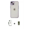 MARSİLYAN™- iPhone 14 Kılıf Ahenk Çizgi Serisi - Siyah Joko Magic 5D Hayalet Cam + Shine Kamera Lens - YL