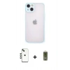 MARSİLYAN™- iPhone 14 Kılıf Ahenk Çizgi Serisi - Siyah Joko Magic 5D Hayalet Cam + Shine Kamera Lens - YL
