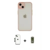 MARSİLYAN™- iPhone 14 Kılıf Ahenk Çizgi Serisi - Siyah Joko Magic 5D Hayalet Cam + Shine Kamera Lens - YL