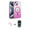 MARSİLYAN™- iPhone 14 Kılıf Ahenk Doku Özel Seri - Şeffaf 360 Full Body Arka Koruyucu + Diamond Kamera Lens - SABE