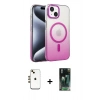 MARSİLYAN™- iPhone 14 Kılıf Ahenk Doku Özel Seri - Şeffaf 360 Full Body Arka Koruyucu + Shine Kamera Lens - GD