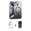 MARSİLYAN™- iPhone 14 Kılıf Ahenk Doku Özel Seri - Şeffaf 360 Full Body Arka Koruyucu + Shine Kamera Lens - SH