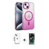 MARSİLYAN™- iPhone 14 Kılıf Ahenk Doku Özel Seri - Şeffaf 360 Full Body Arka Koruyucu + Shine Kamera Lens - GI