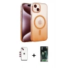 MARSİLYAN™- iPhone 14 Kılıf Ahenk Doku Özel Seri - Şeffaf 360 Full Body Arka Koruyucu + Shine Kamera Lens - KI