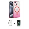 MARSİLYAN™- iPhone 14 Kılıf Ahenk Doku Özel Seri - Şeffaf 360 Full Body Arka Koruyucu + Shine Kamera Lens - GI