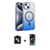 MARSİLYAN™- iPhone 14 Kılıf Ahenk Doku Özel Seri - Şeffaf 360 Full Body Arka Koruyucu + PVD Metal Kamera Lens - TU