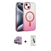 MARSİLYAN™- iPhone 14 Kılıf Ahenk Doku Özel Seri - Şeffaf Pasifik Cam Ekran Koruyucu + Raze Metal Kamera Lens - MR