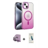 MARSİLYAN™- iPhone 14 Kılıf Ahenk Doku Özel Seri - Şeffaf Pasifik Cam Ekran Koruyucu + Raze Metal Kamera Lens - MR