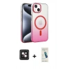 MARSİLYAN™- iPhone 14 Kılıf Ahenk Doku Özel Seri - Şeffaf Pasifik Cam Ekran Koruyucu + PVD Metal Kamera Lens - PE