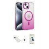 MARSİLYAN™- iPhone 14 Kılıf Ahenk Doku Özel Seri - Şeffaf Pasifik Cam Ekran Koruyucu + Diamond Kamera Lens - SABE