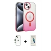 MARSİLYAN™- iPhone 14 Kılıf Ahenk Doku Özel Seri - Şeffaf Pasifik Cam Ekran Koruyucu + Shine Kamera Lens - YL