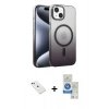 MARSİLYAN™- iPhone 14 Kılıf Ahenk Doku Özel Seri - Şeffaf Royal Nano Ekran Koruyucu + Diamond Kamera Lens - KI