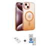 MARSİLYAN™- iPhone 14 Kılıf Ahenk Doku Özel Seri - Şeffaf Royal Nano Ekran Koruyucu + Diamond Kamera Lens - KI