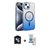 MARSİLYAN™- iPhone 14 Kılıf Ahenk Doku Özel Seri - Şeffaf Royal Nano Ekran Koruyucu + PVD Metal Kamera Lens - MI