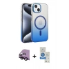 MARSİLYAN™- iPhone 14 Kılıf Ahenk Doku Özel Seri - Şeffaf Royal Nano Ekran Koruyucu + Raze Metal Kamera Lens - SH