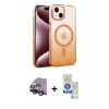 MARSİLYAN™- iPhone 14 Kılıf Ahenk Doku Özel Seri - Şeffaf Royal Nano Ekran Koruyucu + Raze Metal Kamera Lens - SH