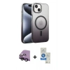 MARSİLYAN™- iPhone 14 Kılıf Ahenk Doku Özel Seri - Şeffaf Royal Nano Ekran Koruyucu + Raze Metal Kamera Lens - SH