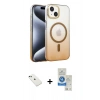 MARSİLYAN™- iPhone 14 Kılıf Ahenk Doku Özel Seri - Şeffaf Royal Nano Ekran Koruyucu + Diamond Kamera Lens - YL